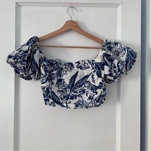 Abercrombie crop top, matching set, blue and white